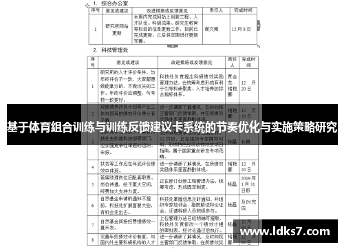 基于体育组合训练与训练反馈建议卡系统的节奏优化与实施策略研究